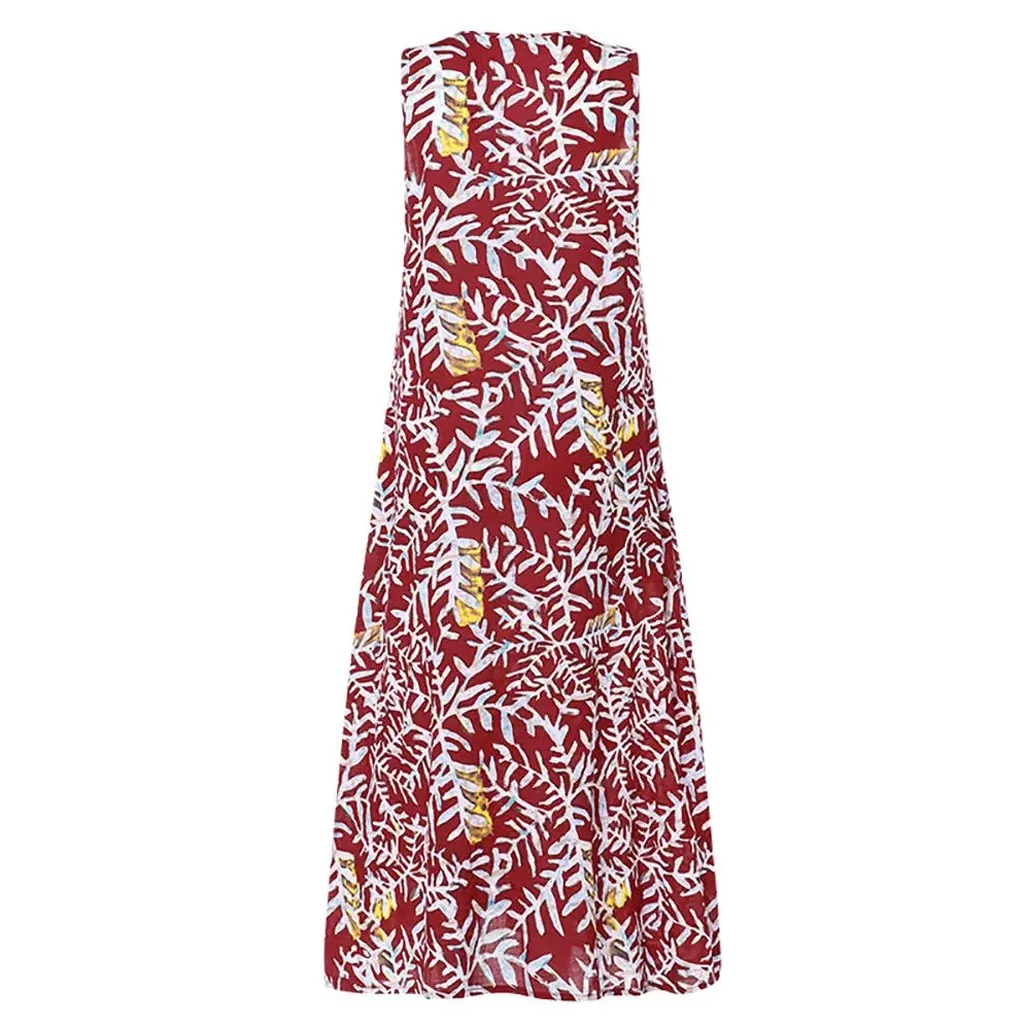 Summer Women Boho Dress Fashion Casual Print Sleeveless V-Neck Plus Size Dress With Pocket Ladies Loose Maxi Dress#35
Summer Women Boho Dress Fashion Casual Print Sleeveless V-Neck Plus Size Dress With Pocket Ladies Loose Maxi Dress#35