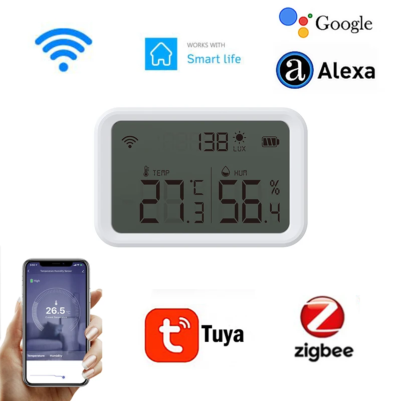 Tuya Zigbee Wifi Temperature And Humidity Sensor Indoor Hygrometer Thermometer With LCD Screen Support Alexa Google Assistant
Tuya Zigbee Wifi Temperature And Humidity Sensor Indoor Hygrometer Thermometer With LCD Screen Support Alexa Google Assistant