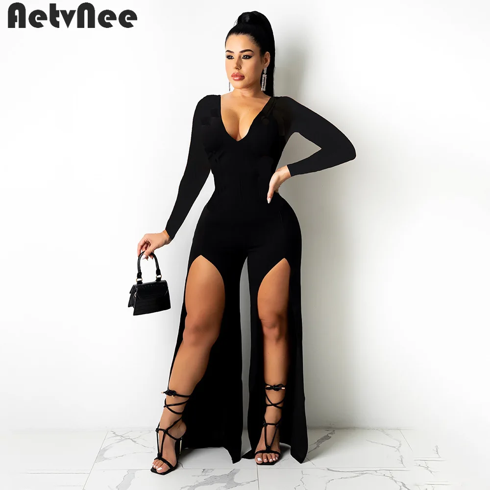 Fall Solid Jumpsuits for Women Sexy Cleavage Outfits Stretchy Skinny Splited One Piece Rompers Night Club Jumpsuit Streetwear 
Fall Solid Jumpsuits for Women Sexy Cleavage Outfits Stretchy Skinny Splited One Piece Rompers Night Club Jumpsuit Streetwear