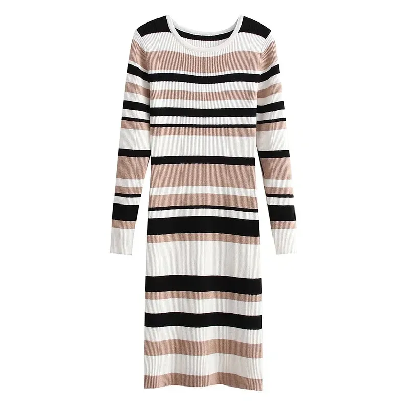 Merodi Spring Womens Casual O-Neck Striped Knitted Long Pullover Dresses Female Fashion Elastic Sheath Slim Dress
Merodi Spring Womens Casual O-Neck Striped Knitted Long Pullover Dresses Female Fashion Elastic Sheath Slim Dress