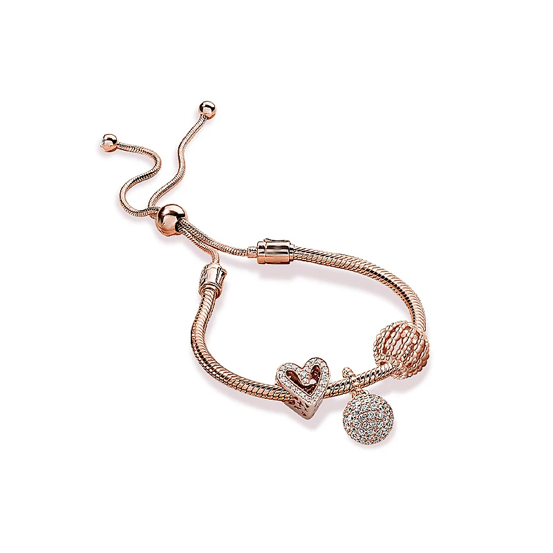 Manufacturer Wholesale High Quality DIY 925 Silver Adjustable Rose Gold Heart Charm Bracelet
Manufacturer Wholesale High Quality DIY 925 Silver Adjustable Rose Gold Heart Charm Bracelet