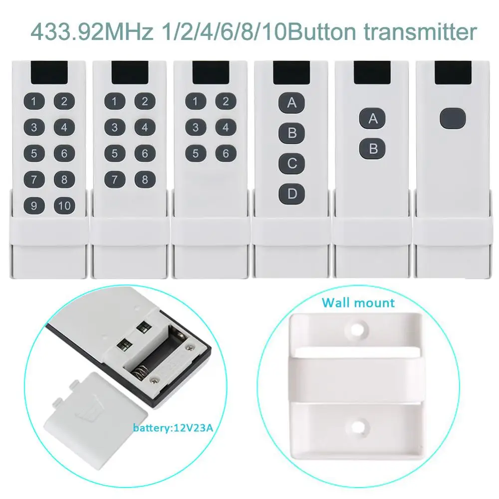 KTNNKG 433Mhz ev1527 Universal Wireless Remote Control 1/2/4/ 6/8/button RF Transmitter Electronic Lock Control Diy smart home
KTNNKG 433Mhz ev1527 Universal Wireless Remote Control 1/2/4/ 6/8/button RF Transmitter Electronic Lock Control Diy smart home