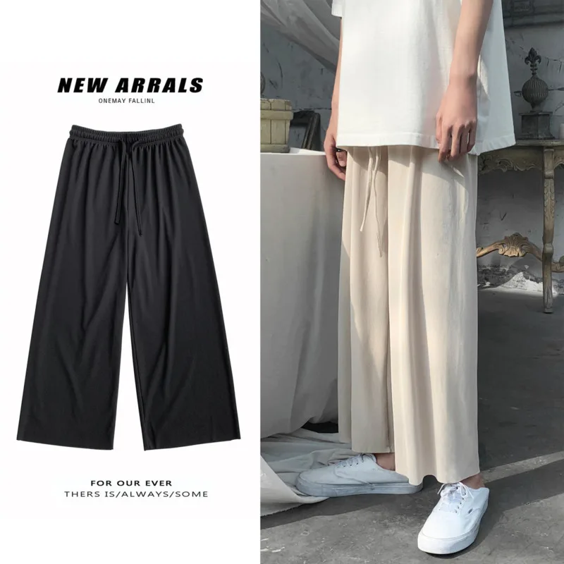 Summer Ice Silk Pants Men's Fashion Solid Color Casual Pants Men Streetwear Korean Loose Hip-hop Straight Wide-leg Pants Mens
Summer Ice Silk Pants Men's Fashion Solid Color Casual Pants Men Streetwear Korean Loose Hip-hop Straight Wide-leg Pants Mens