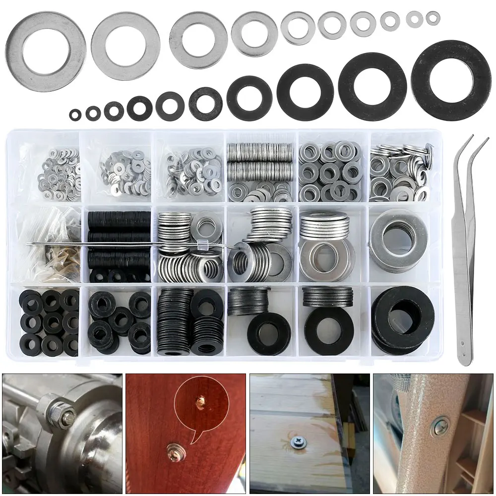 Flat Washers Set 1300 Pcs 9 Size Stainless Steel Flat Washers Assortment Kit M2-M12 Split Lock Suitable For Factories Repair
Flat Washers Set 1300 Pcs 9 Size Stainless Steel Flat Washers Assortment Kit M2-M12 Split Lock Suitable For Factories Repair