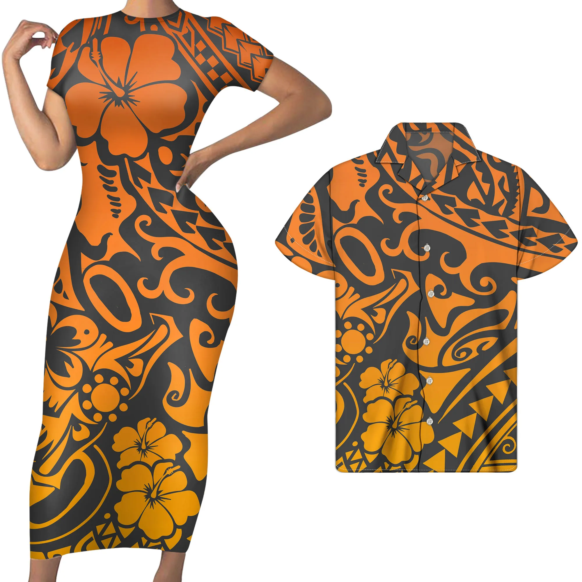 WHEREISART Evening Women Dress Set Polynesian Hibiscus Print Men Casual Shirt Ladies Prom Bodycon Dress for Summer Party
WHEREISART Evening Women Dress Set Polynesian Hibiscus Print Men Casual Shirt Ladies Prom Bodycon Dress for Summer Party