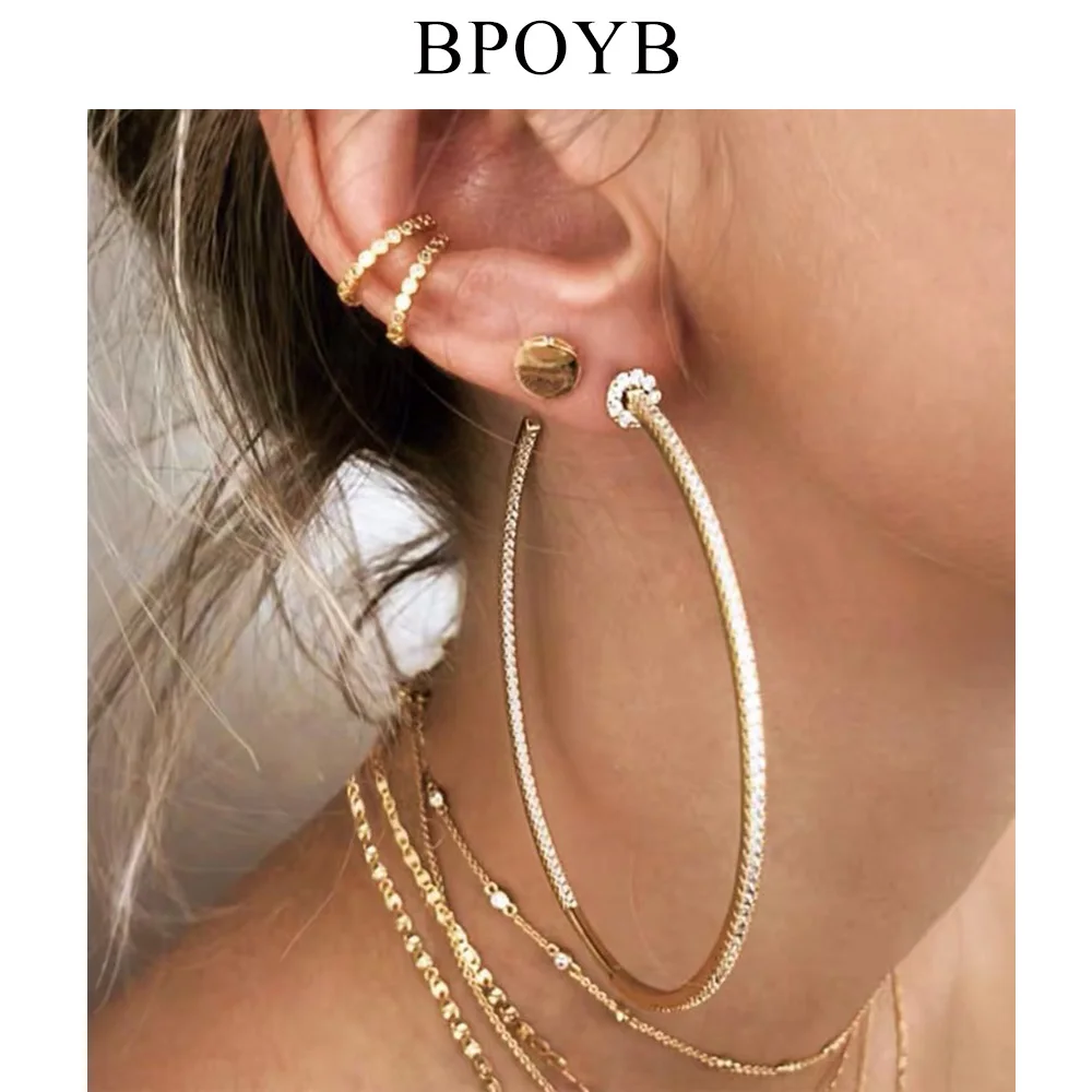 BPOYB 2020 Новые популярные большие круглые висячие серьги с кристаллом циркония для