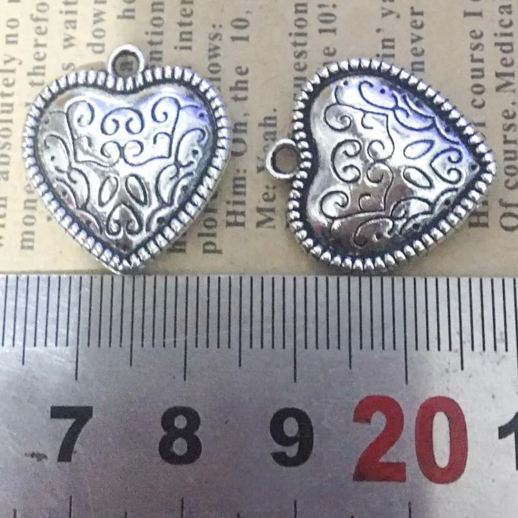 5.9G 20*22mm Alloy Heart Pendant Old Silver charms for jewelry making Accessories 40pcs/Bags