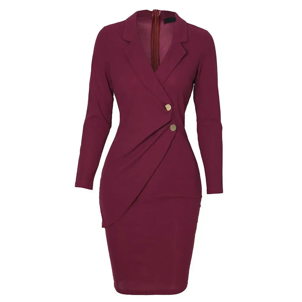 2021 office clothes solid color lapel long sleeve button pack hip casual work dress for women
2021 office clothes solid color lapel long sleeve button pack hip casual work dress for women