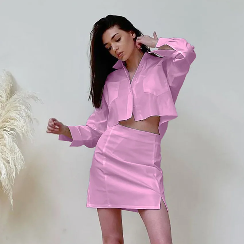 Autumn Women's Suit Short Jacket Solid Color Skirt Two Pieces 
Autumn Women's Suit Short Jacket Solid Color Skirt Two Pieces