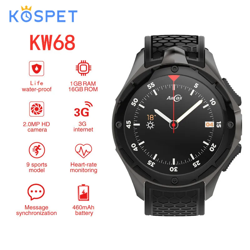 Смарт-часы Kospet KW68 Android 1 39 "дюймов 1G 16G gps сердечный ритм Bluetooth 4 0 умные часы для