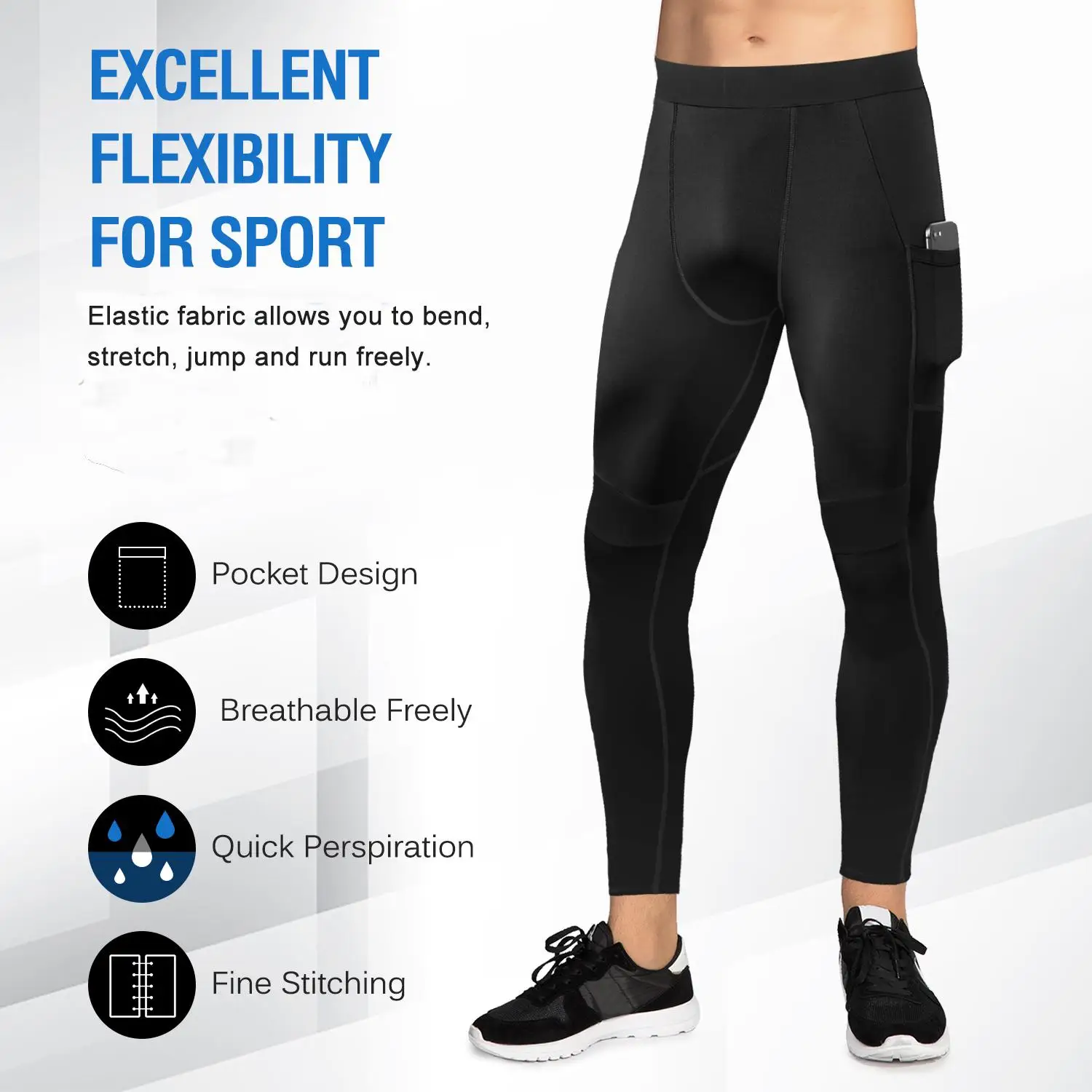 3 Packs Men High Waist Yoga Pants Quick Dry Breathable Sports Pants Fitness Gym Elastic Leggings Workout Pants with Pocket 
3 Packs Men High Waist Yoga Pants Quick Dry Breathable Sports Pants Fitness Gym Elastic Leggings Workout Pants with Pocket