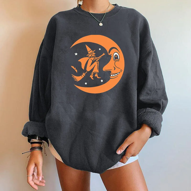 Autumn Women Halloween Sweatshirts Hoddies Ladies Female Casual Loose Moon/Skull Print O-Neck Long Sleeves Pullovers Crop Tops
Autumn Women Halloween Sweatshirts Hoddies Ladies Female Casual Loose Moon/Skull Print O-Neck Long Sleeves Pullovers Crop Tops