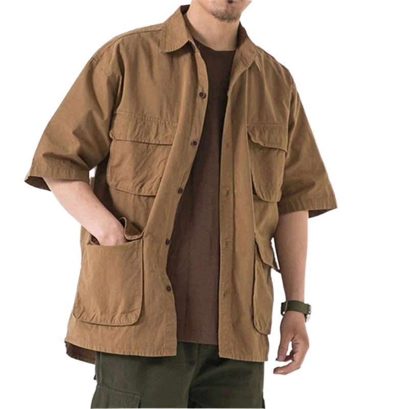 5-sleeve Large Size Tooling Shirt Men's Korean Style Japanese Loose Multi Pocket Short Sleeve Shirt Lazy Style Summer Medium
5-sleeve Large Size Tooling Shirt Men's Korean Style Japanese Loose Multi Pocket Short Sleeve Shirt Lazy Style Summer Medium