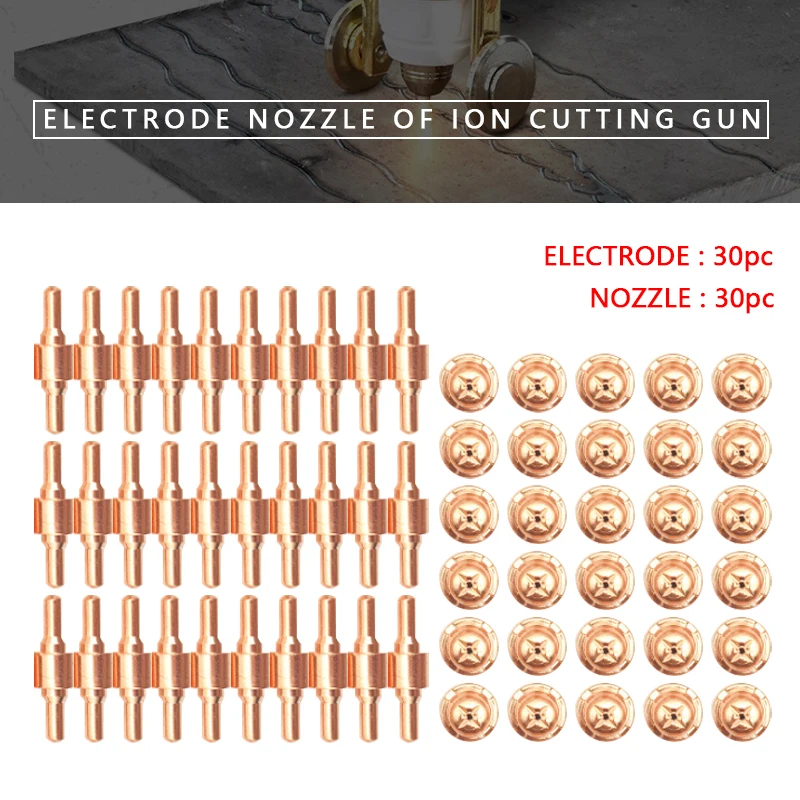 60pcs Red Copper Consumables Extended Long Plasma Cutter Tip Electrodes and Nozzles Kit For PT31 LG40 40A Cutting Welder Tools
60pcs Red Copper Consumables Extended Long Plasma Cutter Tip Electrodes and Nozzles Kit For PT31 LG40 40A Cutting Welder Tools
