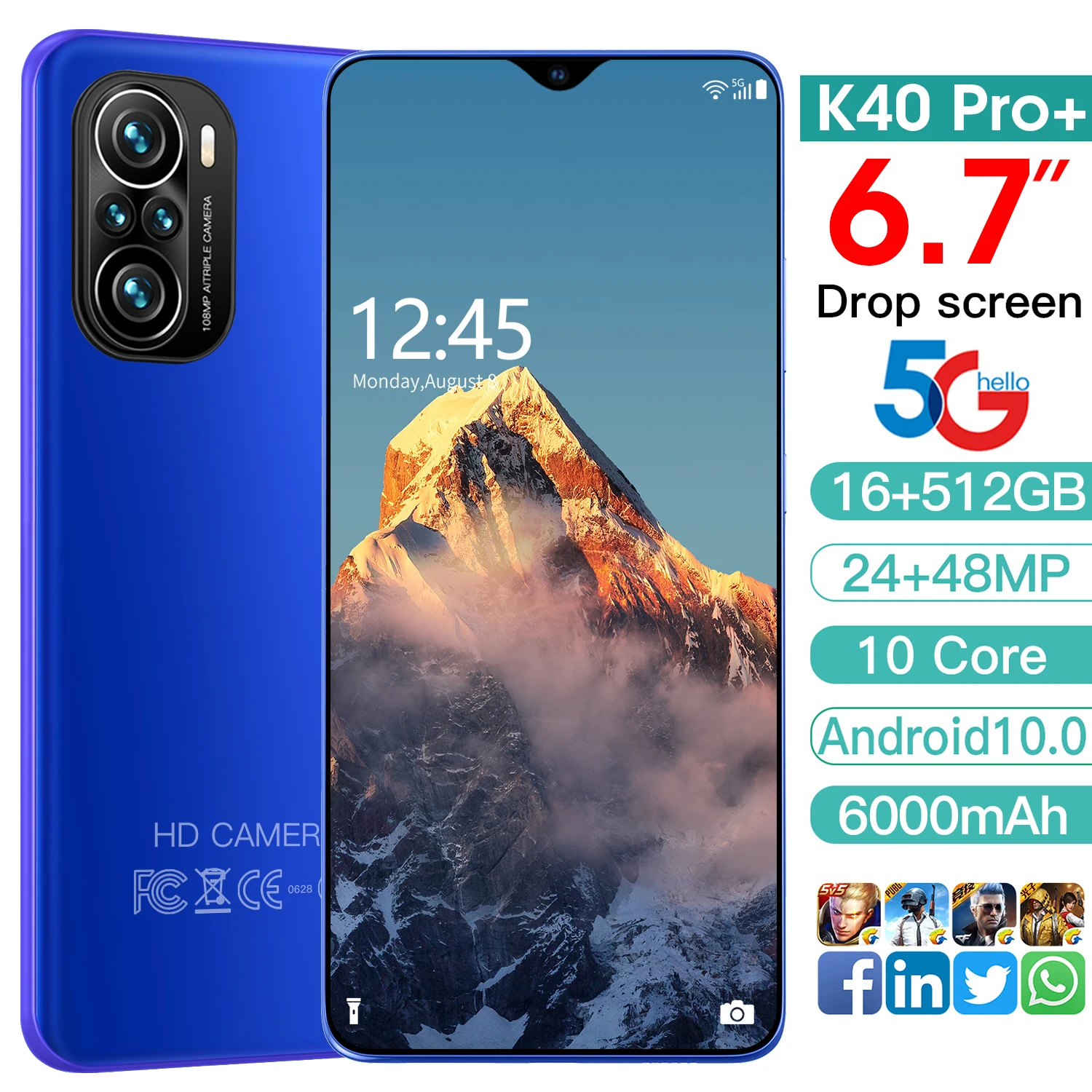 Redni K40 Pro+ 6.7 Full Screen Smartphones 16GB 512GB Andriod 10.0 6000mAh 24+48MPDual SIM Snapdragon 888 Deca Core
Redni K40 Pro+ 6.7 Full Screen Smartphones 16GB 512GB Andriod 10.0 6000mAh 24+48MPDual SIM Snapdragon 888 Deca Core
