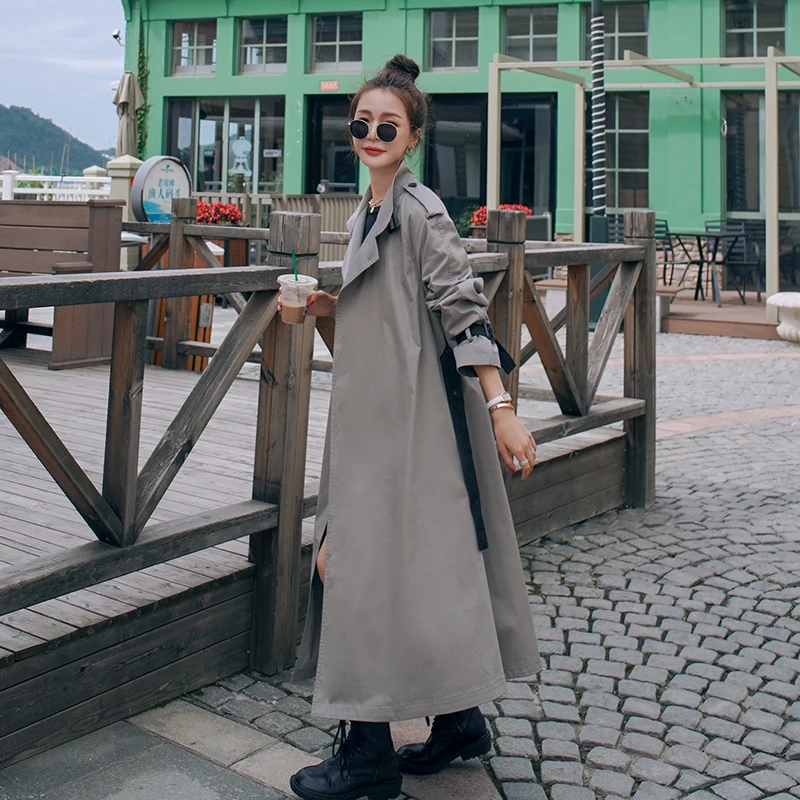 

Female British High-End Atmosphere Superior Quality 2020 Spring Autumn Loose Casual Over Knee Trench Women Coat A56