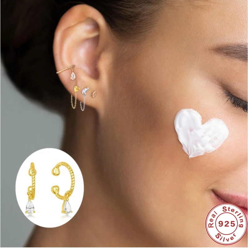 100% S925 Sterling Silver Clip Earrings Charm Zircon Earrings for Women Trendy Jewelry Vintage C Shaped Party Accessories Gift
100% S925 Sterling Silver Clip Earrings Charm Zircon Earrings for Women Trendy Jewelry Vintage C Shaped Party Accessories Gift