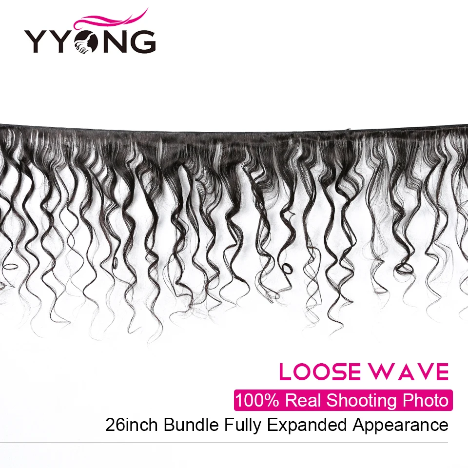 Yyong бразильские свободные волнистые пучки с закрытием 100% человеческие волосы
