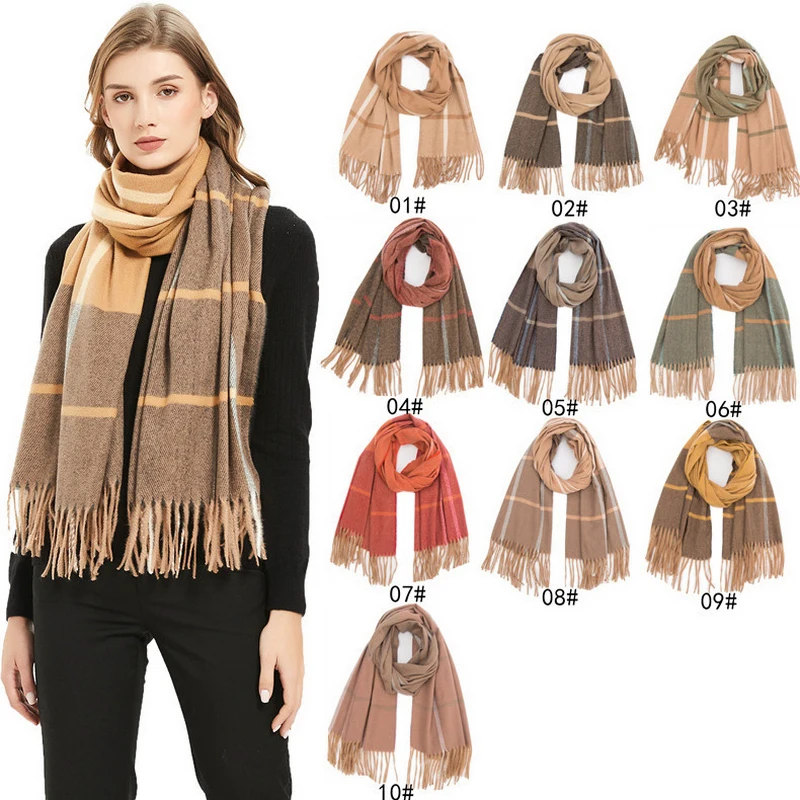 New Winter Scarf For Women Long Warm Thick Stripe Shawl Wraps Luxury Brand Wool Scarves
New Winter Scarf For Women Long Warm Thick Stripe Shawl Wraps Luxury Brand Wool Scarves