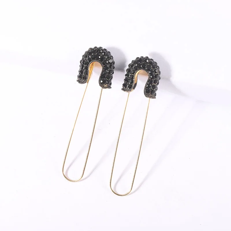Fashion Safety Pin Studs Earrings for Women Full White Black Crystal CZ Earrings Female Korean Jewelry Ear Cuff Accessories
Fashion Safety Pin Studs Earrings for Women Full White Black Crystal CZ Earrings Female Korean Jewelry Ear Cuff Accessories