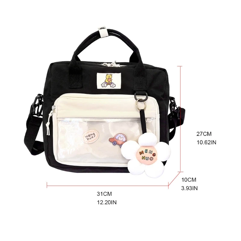 Cute Cartoon Labeling Print Backpack with Pendant and Transparent Front Pocket 
Cute Cartoon Labeling Print Backpack with Pendant and Transparent Front Pocket