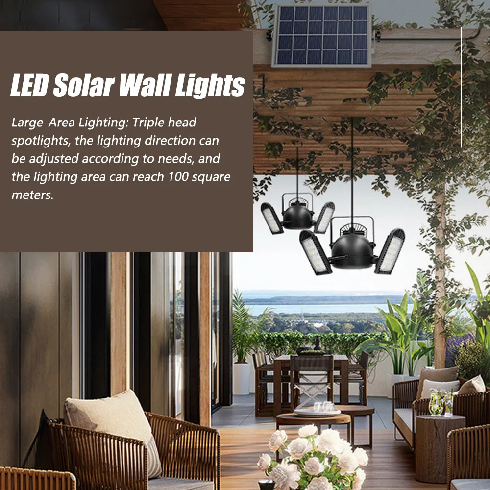 Outdoor Solar Lights 60 LED Solar Wall Lights Triple Head Spotlights IP65 Waterproof Night Adjustable Brightness Lamp
Outdoor Solar Lights 60 LED Solar Wall Lights Triple Head Spotlights IP65 Waterproof Night Adjustable Brightness Lamp