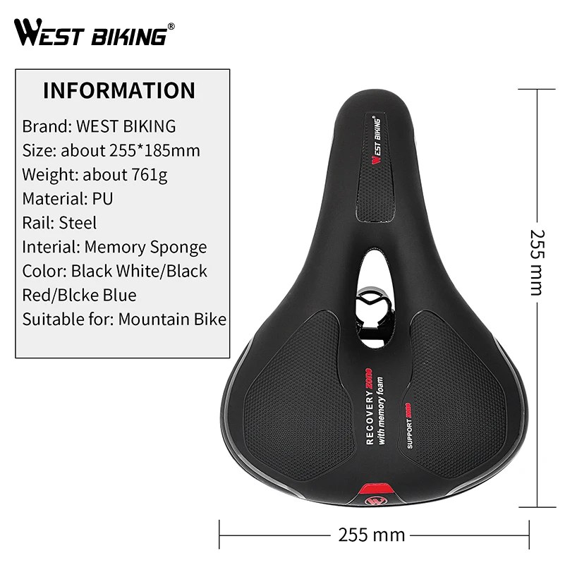 WEST BIKING MTB Bike Saddle Comfortable Mountain Bicycle Saddle Non-slip Shock Absorption Cycling Hollow Seat Bike Accessories
WEST BIKING MTB Bike Saddle Comfortable Mountain Bicycle Saddle Non-slip Shock Absorption Cycling Hollow Seat Bike Accessories