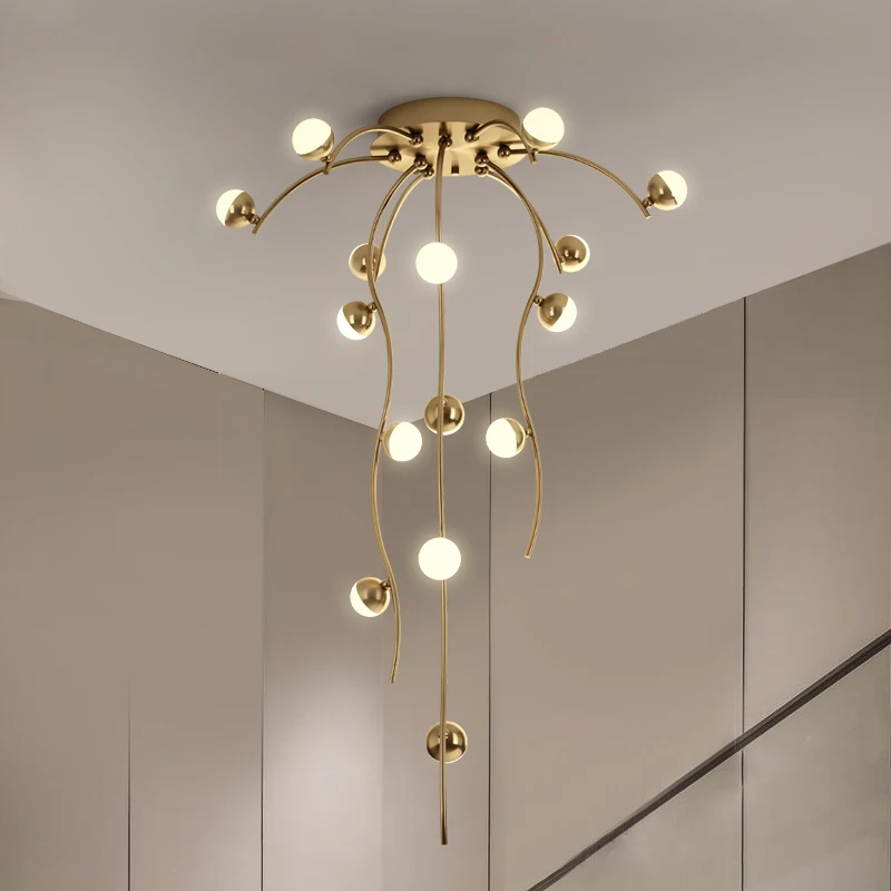 Nordic copper LED chandelier modern minimalist duplex floor decoration light luxury living room dining room chandelier lighting
Nordic copper LED chandelier modern minimalist duplex floor decoration light luxury living room dining room chandelier lighting