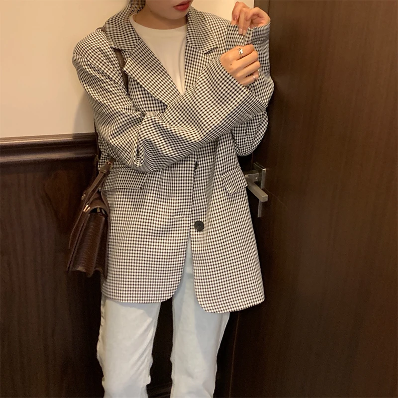 FTLZZ Spring Autumn Women High Street Plaid Notched Single Breasted Blazer Office Lady Long Sleeve Buttons Vintage Suit Coat
FTLZZ Spring Autumn Women High Street Plaid Notched Single Breasted Blazer Office Lady Long Sleeve Buttons Vintage Suit Coat