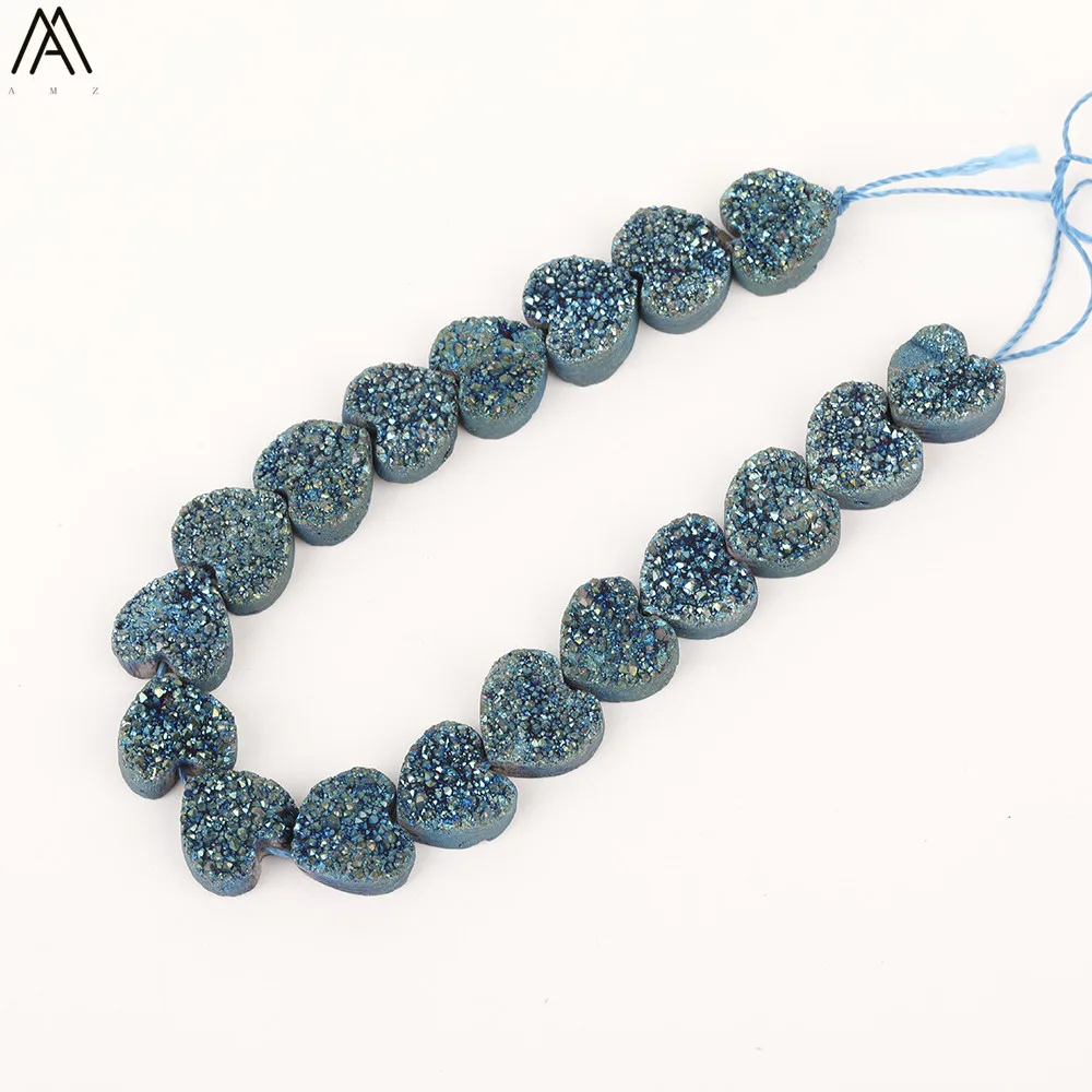 17Pcs/Strand 12mm Heart-Shape Blue Titanium Natural Druzy Drusy Spacer Loose Beads Necklace Jewelry Making DIY XFX-162AMFJ 
17Pcs/Strand 12mm Heart-Shape Blue Titanium Natural Druzy Drusy Spacer Loose Beads Necklace Jewelry Making DIY XFX-162AMFJ
