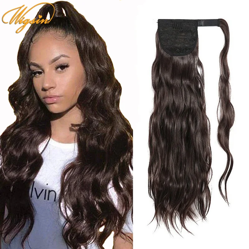 

WIGSIN 24Inch Synthetic Long Curly Wrap Around Ponytail Clip In Hair Extension Natural Water Ripple Curl Hairpieces for Women