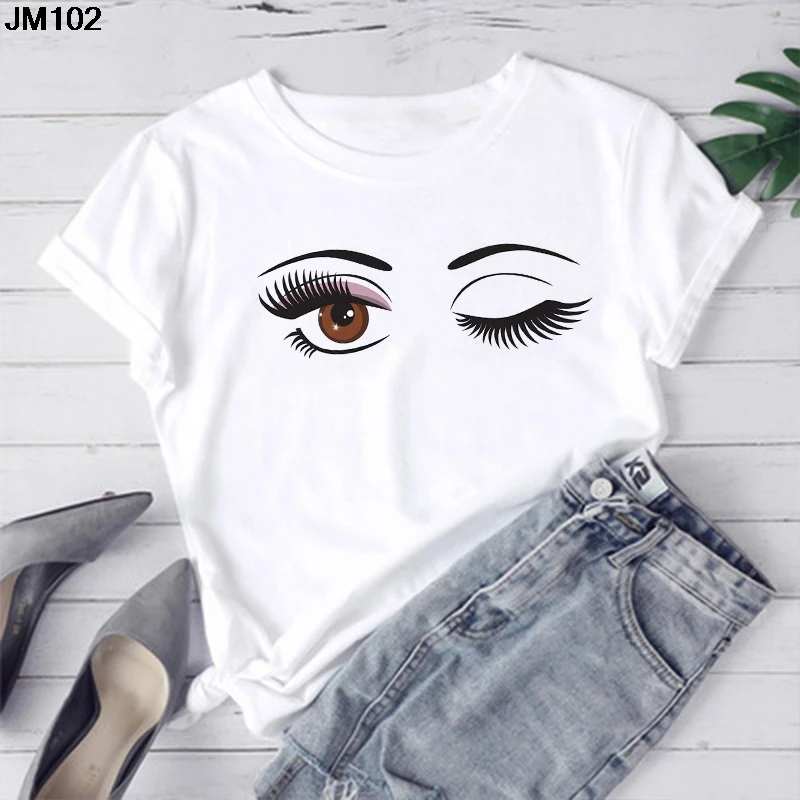 Art Eyelashes Print T Shirt Women Princess Makeup Graphic Tee Personality Hipster Summer Harajuku Woman Streetwear White T-shirt
Art Eyelashes Print T Shirt Women Princess Makeup Graphic Tee Personality Hipster Summer Harajuku Woman Streetwear White T-shirt