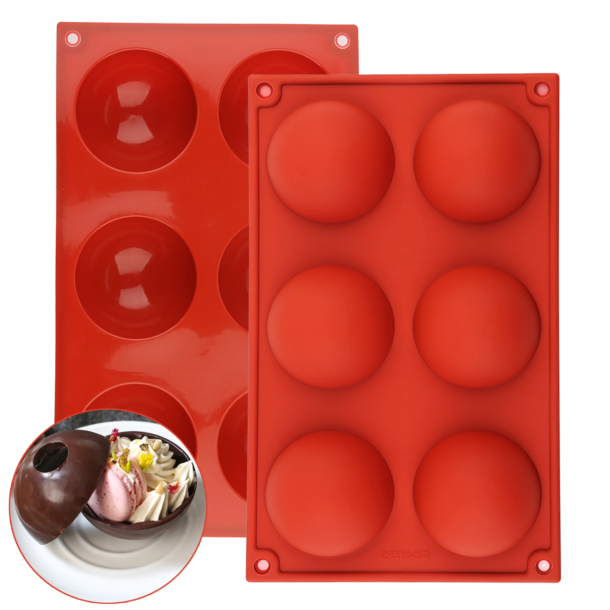 Silicone cake mold 6-hole spherical shape soap mold Chocolate ball mold Food grade silicone mold,for ice cream,cake,soap,jelly
Silicone cake mold 6-hole spherical shape soap mold Chocolate ball mold Food grade silicone mold,for ice cream,cake,soap,jelly