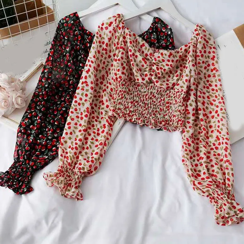 2020 Women's Printed Chiffon Shirt Tube Top Cropped Tops Off Shoulder Tops Holiday Long Sleeve Slim Fit Blouse Summer T Shirt
2020 Women's Printed Chiffon Shirt Tube Top Cropped Tops Off Shoulder Tops Holiday Long Sleeve Slim Fit Blouse Summer T Shirt