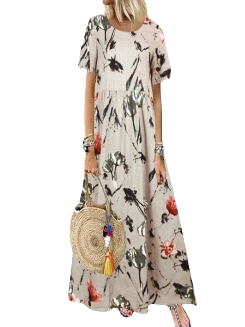 2021 Fashion Summer Maxi Dress Women's Printed Sundress Casual Short Sleeve Vestidos Female High Waist Robe Femme Plus Size 
2021 Fashion Summer Maxi Dress Women's Printed Sundress Casual Short Sleeve Vestidos Female High Waist Robe Femme Plus Size
