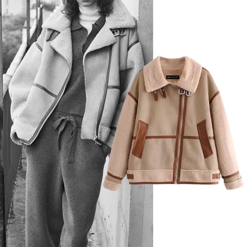 Za Women 2021 Fashion Velvet Warm Stitching Jacket coat Retro Long Sleeve Pocket Lapel Female Jacket Chic Zipper Top Streetwear
Za Women 2021 Fashion Velvet Warm Stitching Jacket coat Retro Long Sleeve Pocket Lapel Female Jacket Chic Zipper Top Streetwear