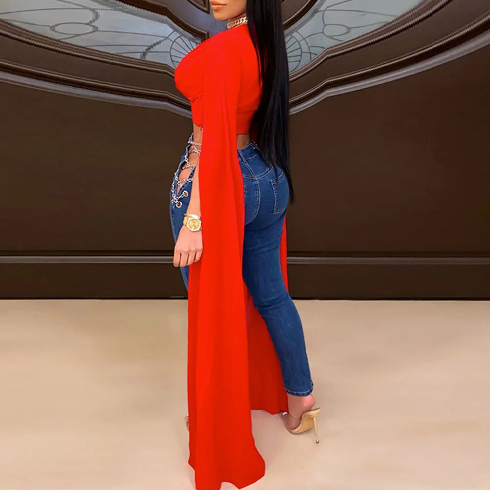 Western Style T-Shirt Fashion Sexy Designer Hipster 2021 Spring Summer Thin Hot Sale Solid Color Deep V-neck Flared Sleeves 
Western Style T-Shirt Fashion Sexy Designer Hipster 2021 Spring Summer Thin Hot Sale Solid Color Deep V-neck Flared Sleeves