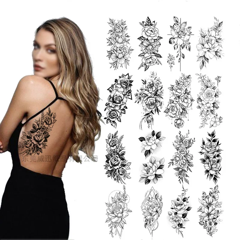 Sketch Flower Tattoo Sticker Sketch Tattoo Sticker Rose Flower Black and White Flower body paint Tattoo stickers 
Sketch Flower Tattoo Sticker Sketch Tattoo Sticker Rose Flower Black and White Flower body paint Tattoo stickers