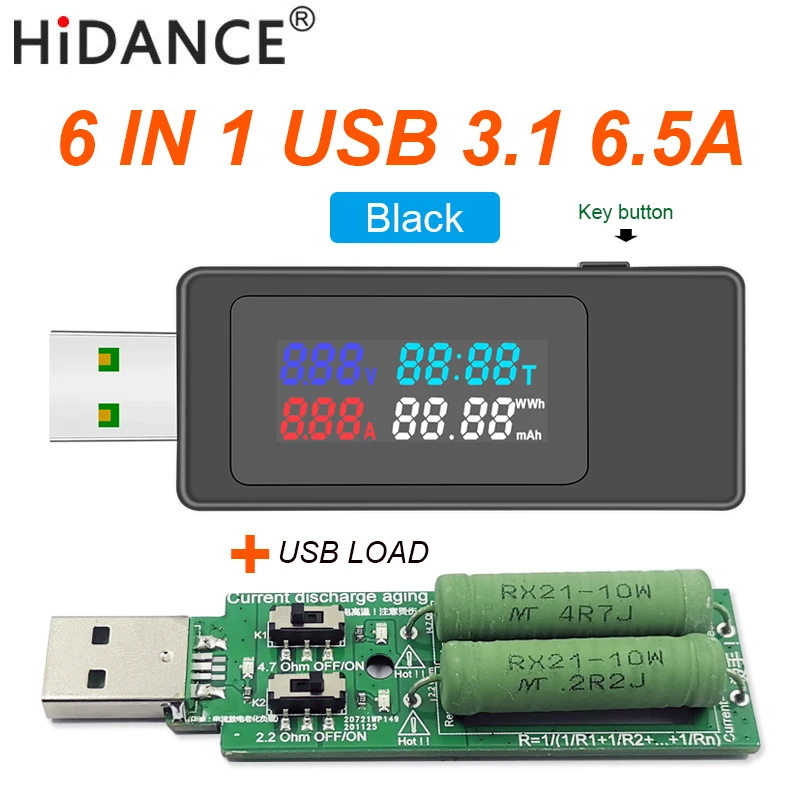 USB 3 1 6.5A 4-30 в DC Цифровой вольтметр напряжения тока быстрое зарядное устройство