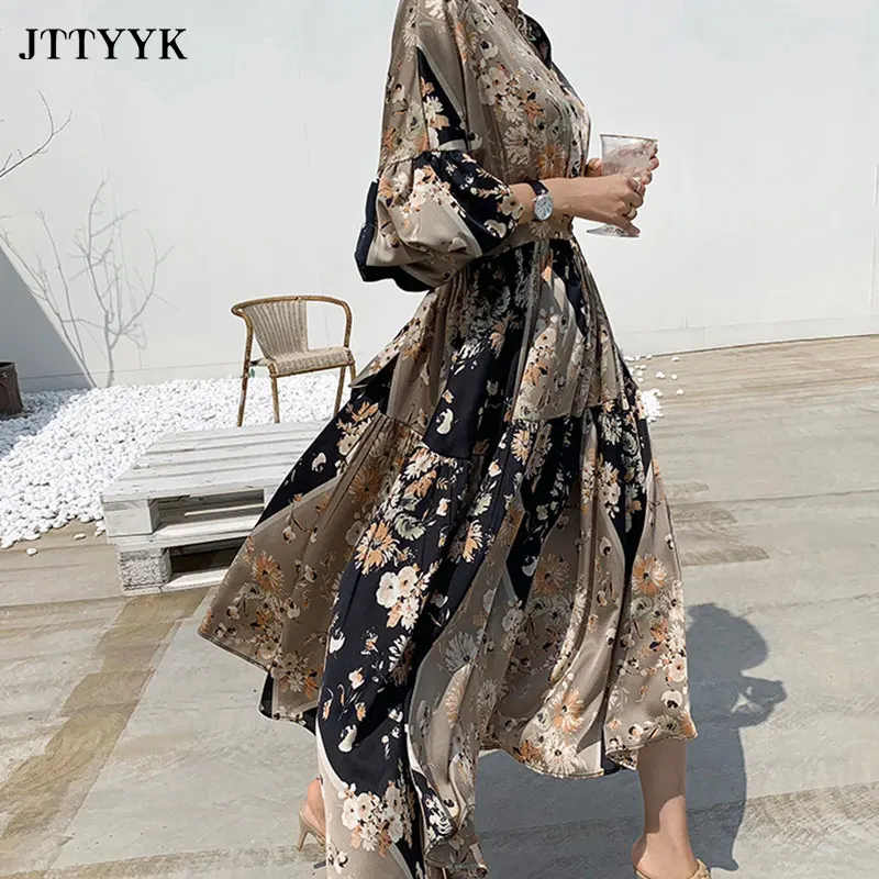 Spring Summer Fashion Dress Woman Casual Flared sleeves Print Floral Dress V-neck A-line Chiffon Dresses For Women Vestidos 2021
Spring Summer Fashion Dress Woman Casual Flared sleeves Print Floral Dress V-neck A-line Chiffon Dresses For Women Vestidos 2021