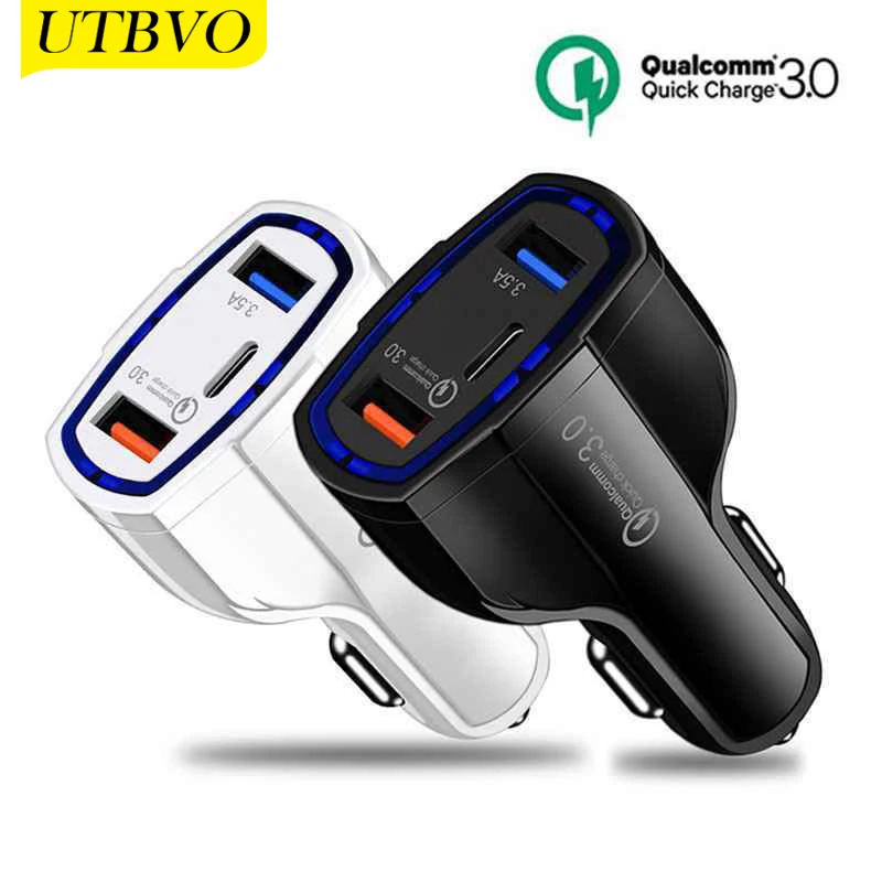 UTBVO 35 Вт 3 USB Автомобильное зарядное устройство с функцией быстрой зарядки 0 QC3.0