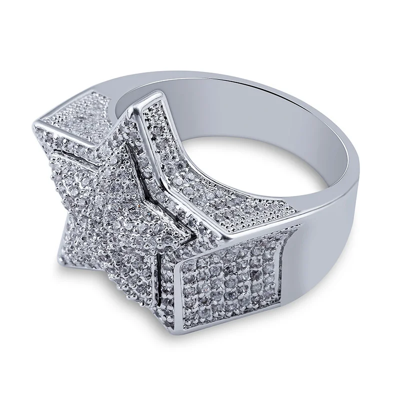 Five pointed star stereo with zircon inlaid hip hop brand ring accessories
Five pointed star stereo with zircon inlaid hip hop brand ring accessories