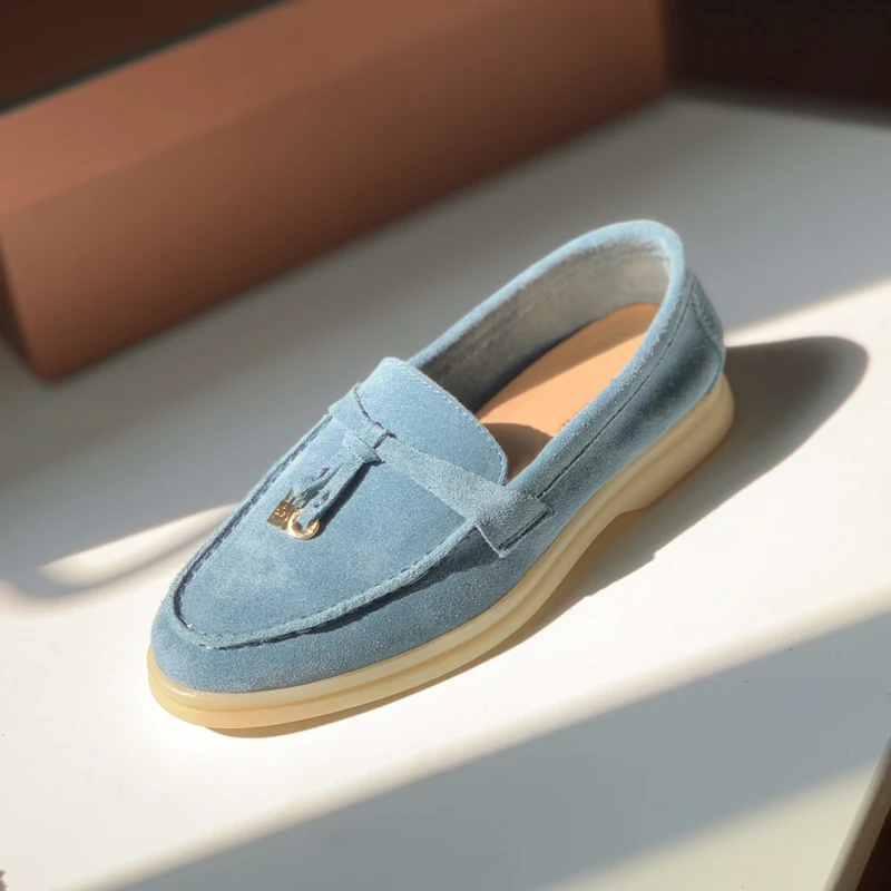 Suede Mules for Women 2021 flat shoes Summer blue color Charms Walk Loafers Spring low top Casual lady Genuine Leather shoes
Suede Mules for Women 2021 flat shoes Summer blue color Charms Walk Loafers Spring low top Casual lady Genuine Leather shoes