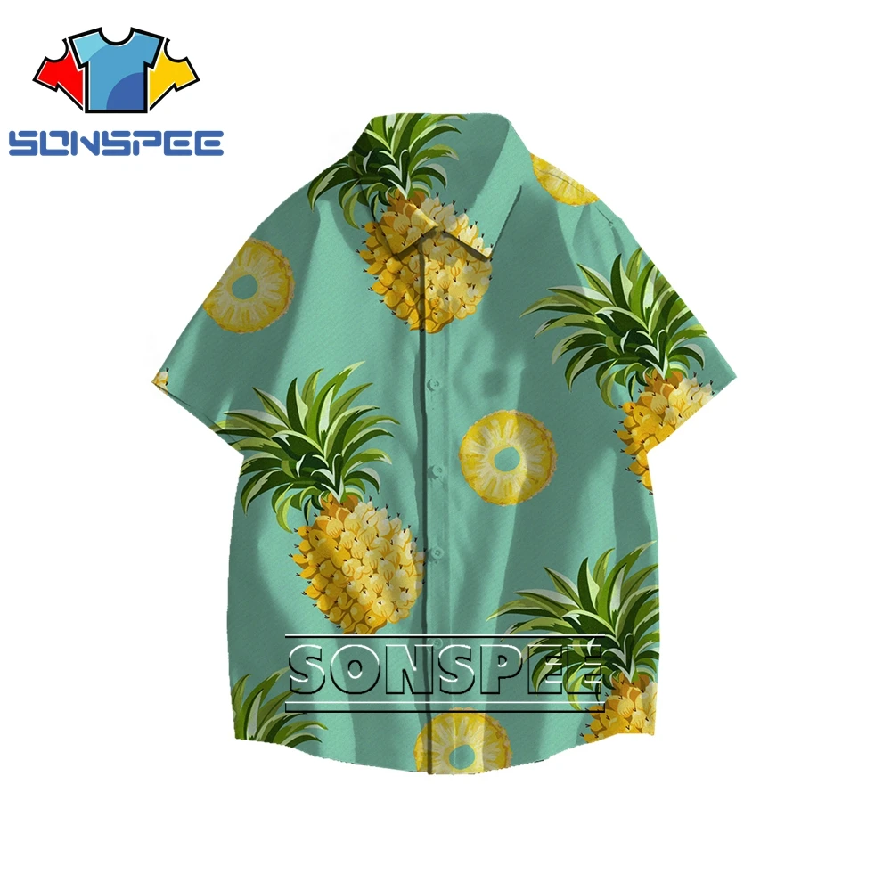 SONSPEE Fashion Tropical Fruit Pineapple 3D Men's Shirt Summer Casual Original Personality Hip Hop Hawaiian Beach Buttons Top
SONSPEE Fashion Tropical Fruit Pineapple 3D Men's Shirt Summer Casual Original Personality Hip Hop Hawaiian Beach Buttons Top