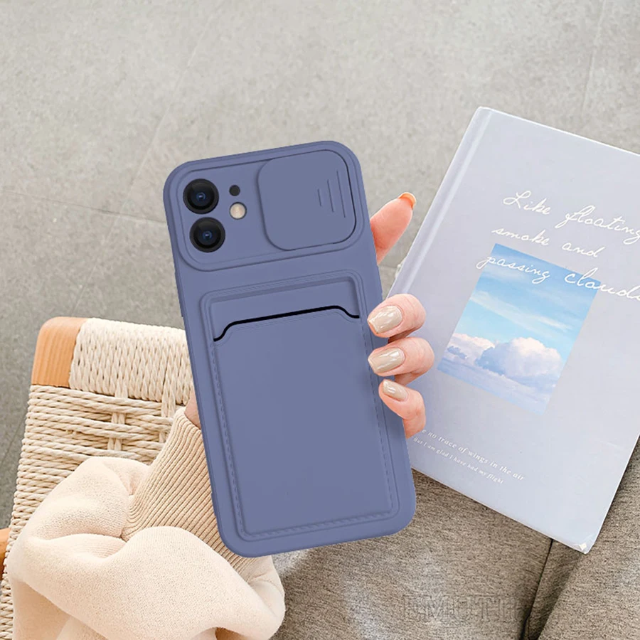 

Card Case For iPhone 12 11 Pro Max X XR XS 7 8 Plus 13 Mini Lens Full Cover Airbag TPU Shockproof Frosted Protector Cases Funda