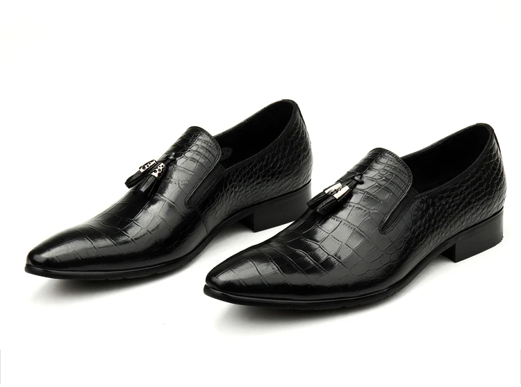 Большой Размеры EUR45 змеиная текстура черный повседневная мужская обувь в деловом