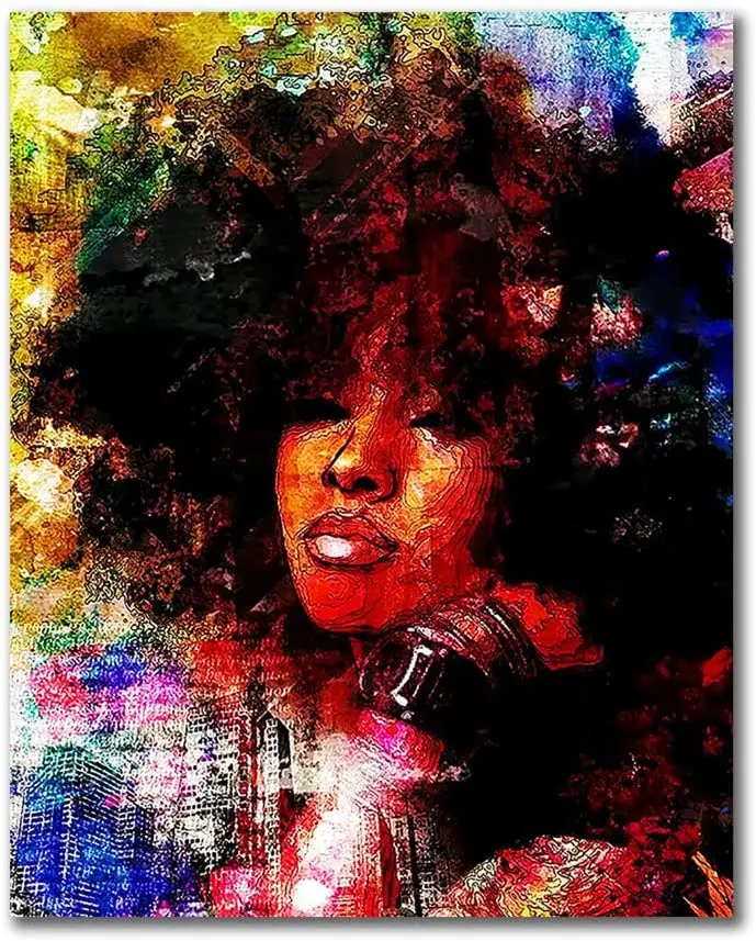 African women canvas wall art black hair artwork hippie painting living room bedroom bathroom office wall decoration
African women canvas wall art black hair artwork hippie painting living room bedroom bathroom office wall decoration