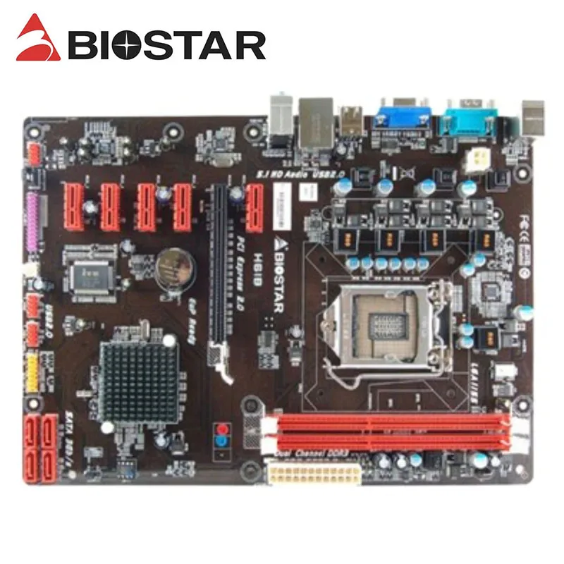 Фото Материнская плата H61 H81 B250 ETH BTC PRO 6GPU 6PCIE для BIOSTAR H61B LGA 1155 i7 i5 i3 DDR3 PCI-E 3 0 | Компьютеры и