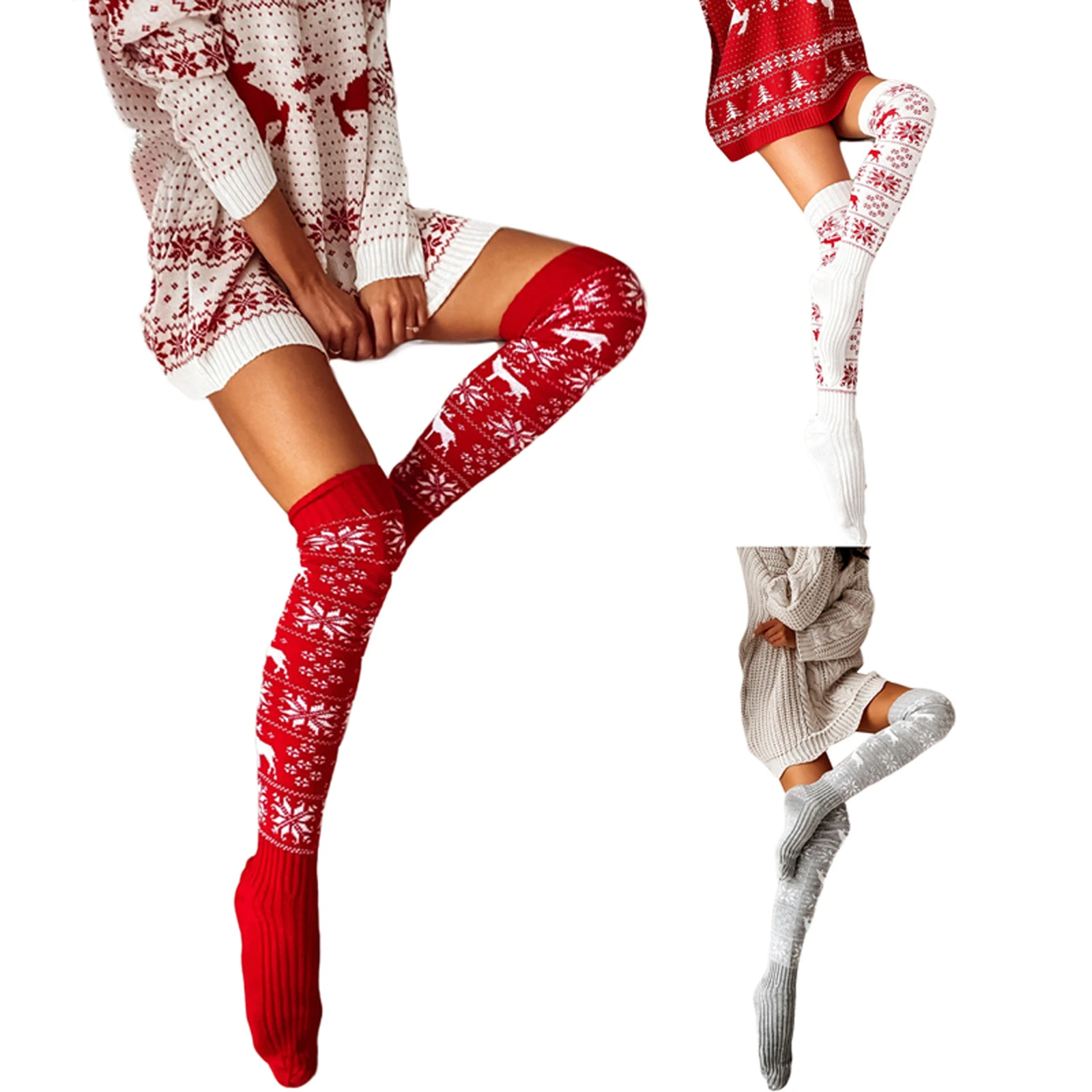 hirigin Fashion Women's Christmas Thigh High Socks Snowflake Print Knit Over The Knee Stockings for Fall Winter Warm Accessories 
hirigin Fashion Women's Christmas Thigh High Socks Snowflake Print Knit Over The Knee Stockings for Fall Winter Warm Accessories