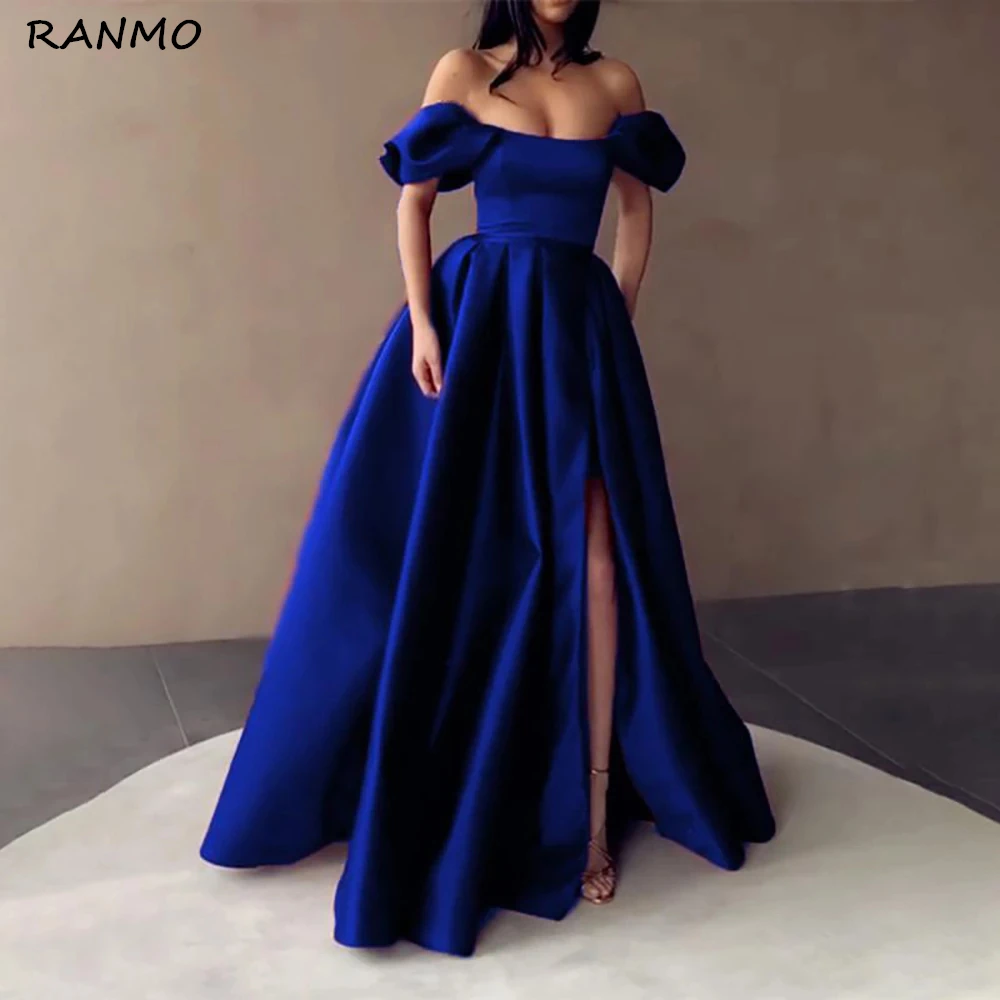 Royal Blue Satin Prom Dresses Strapless Off the Shoulder Split Evening Dresses Pleated A-Line Long Formal Gowns
Royal Blue Satin Prom Dresses Strapless Off the Shoulder Split Evening Dresses Pleated A-Line Long Formal Gowns